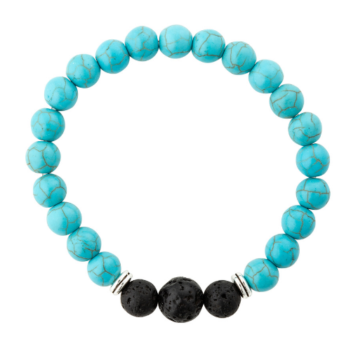 Turquoise gemstone essential oil diffuser bracelet.  Aromatherapy jewellery.